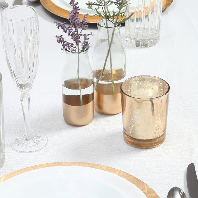 Hosley Set of 60, Glass Gold Dip Glass Bottle, 5.5" High. Ideal Gift for Wedding, Floral/Floor Vase, Party, Home Decor, Office, Spa Floral Arrangements O8