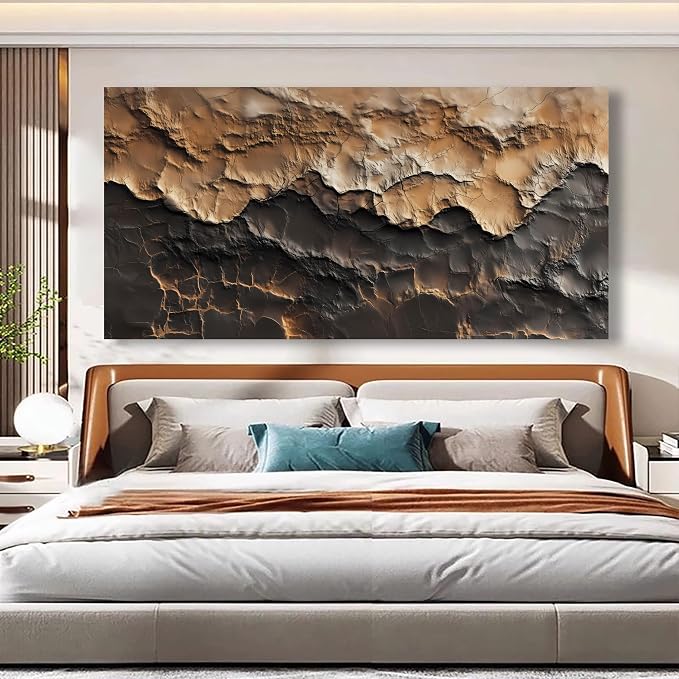 Earthy Texture Picture Print Canvas Wall Art Living Room Dining Room Office Study Bedroom Wall Decor Earthy Texture Landscape Abstract Wall Art Prints Modern Golden Brown Landscape Artwork - 20x40 in
