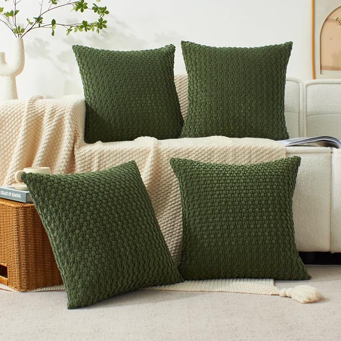 Boho Corduroy Throw Pillow Covers 20x20 Inch Set of 4 Soft Plush