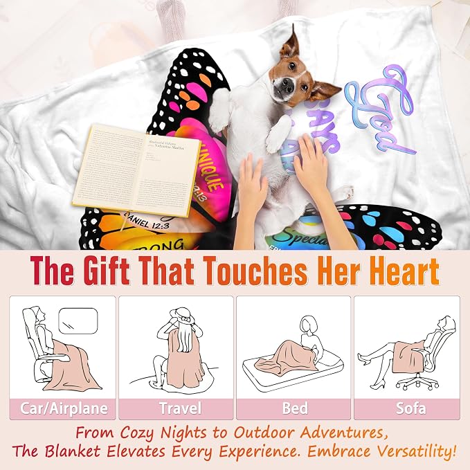 Christian Butterfly Blanket Inspirational Gift for Women, Soft Cozy Throw Blankets, Religious Gifts for Mom Wife Grandma Sister Friend Home Decor