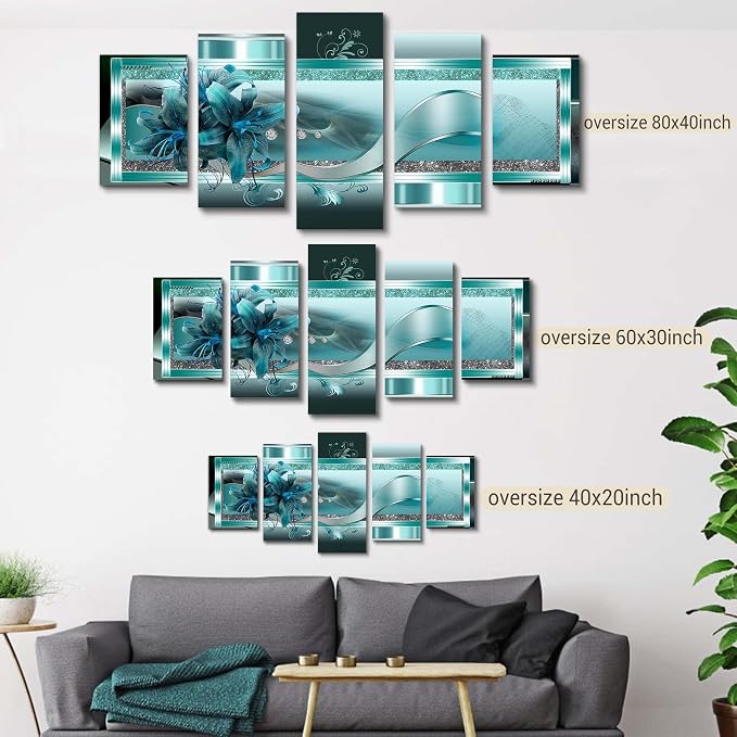 LUDUHU Golden Orchid Flowers Canvas Print - Abstract Floral Wall Art Painting Decor for Home Decoration, Contemporary White Floral Artwork Picture Bedroom Wall Art Decor (E,Oversize 40x20inch)
