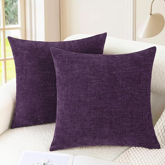 CaliTime Decorative Couch Throw Pillow Covers 20 X 20 Inches Plum Purple