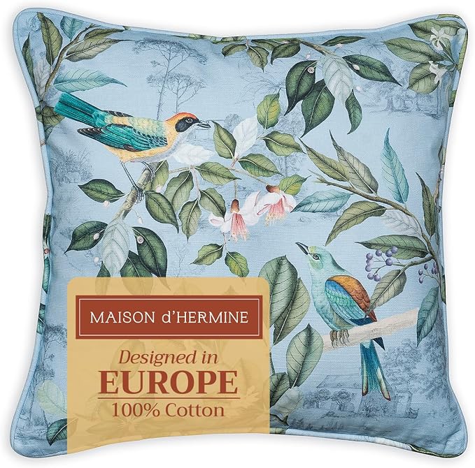 Maison d' Hermine Throw Pillow Covers 100% Cotton (18" x 18" - Pack of 1)