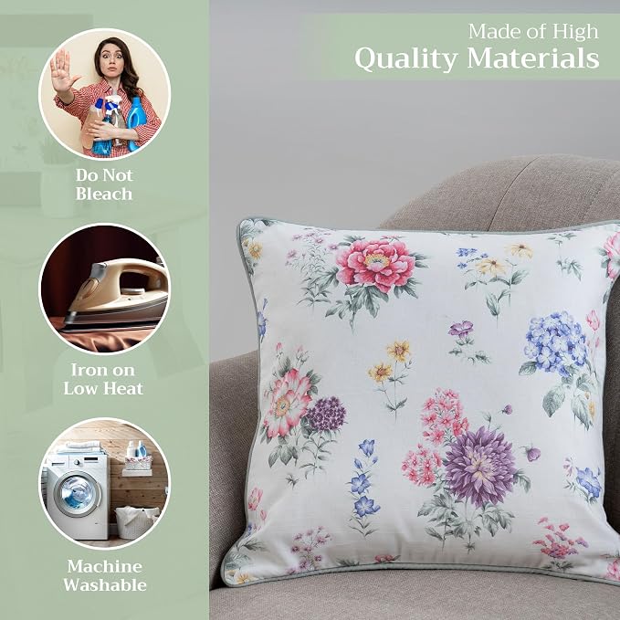Maison d' Hermine Throw Pillow Covers 100% Cotton (18" x 18" - Pack of 1)