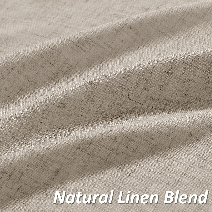 Boho Linen Curtains 102 Inches Long Rod Pocket Semi Sheer Dining Room Cozy Bedroom Decor Cotton Look Country Rustic Farmhouse Boho Curtains 2 Panel Set,52x102