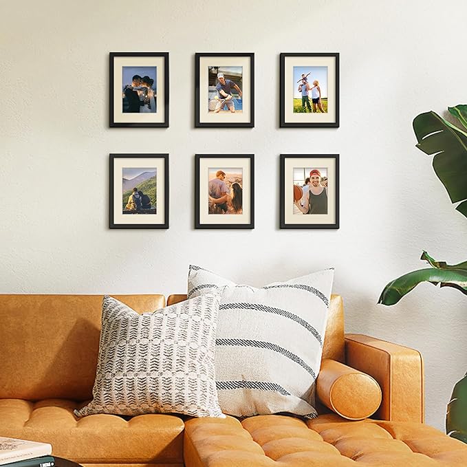 upsimples 9x12 Picture Frame, Gallery Wall Frames Set of 5, Black | Photo Frame Collage Wall Decor, 6x8 Picture Frame with Mat for Family, Baby, Hallway, Christmas