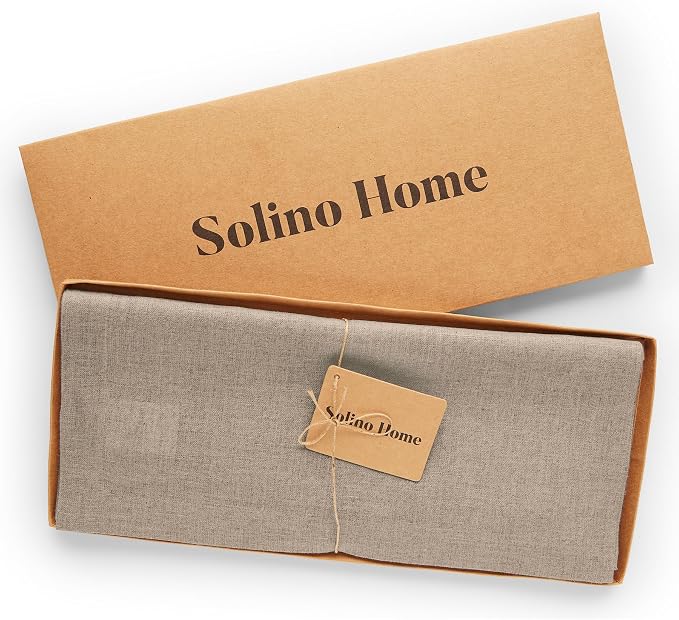 Solino Home 100% Pure Linen Table Runner Natural Long, Fete 14 x 132 in | a graceful centrepiece for dining and gatherings, European flax fibres, handloomed texture, soft, fine, OEKO-TEX Certified