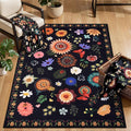 Ciicool 3x5 Area Rugs for Entryway，Floral Washable Rug for Living Room | Boho Indoor Kitchen Rug for Bedroom Bedside Laundry Office，Non Slip Low Pile Carpet