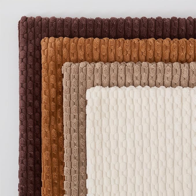 Kevin Textile Decorative Pillow Covers 18x18 Inch Set of 4 Soft Boho Corduroy Throw Pillow Cases Mix and Match Colors Plush Texture Throw Pillows for Sofa Couch Bedroom Home Decor Neutral Brown