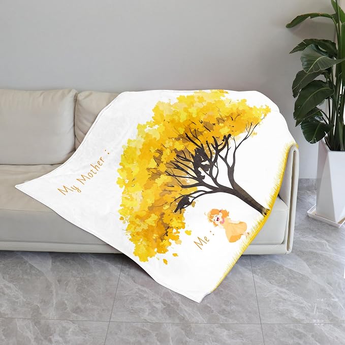 TURMTF Sentimental Mother-Daughter Blanket Gift for Love & Gratitude, My Mother & Me Tree of Nurture, Heartwarming Gift for Mom on Mothers Day Birthday Christmas, Cozy Fleece Throw Blanket 55"x70"