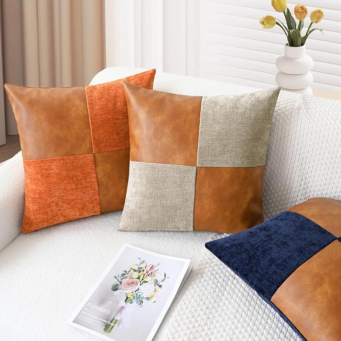 CaliTime Decorative Couch Throw Pillow Covers 20 X 20 Inches Navy Blue