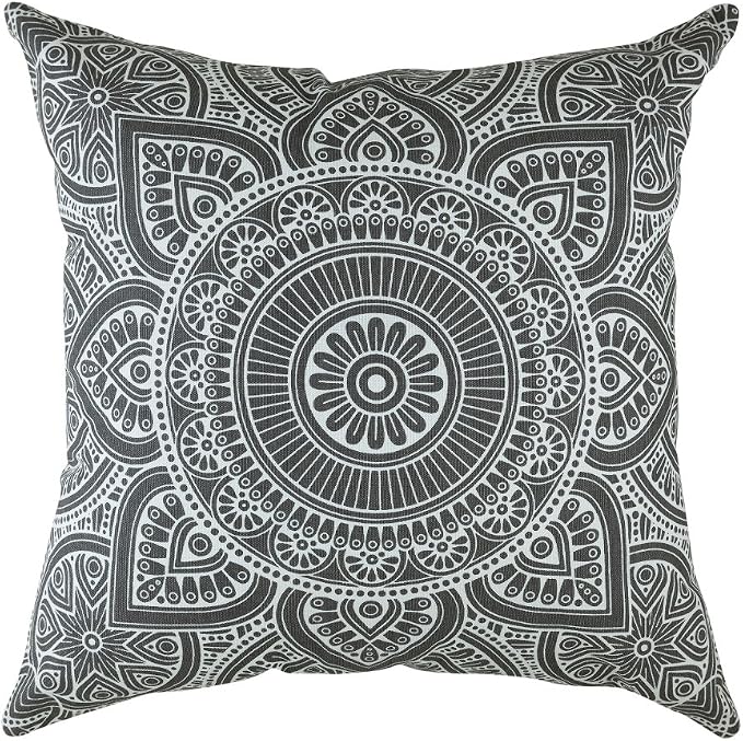 TreeWool Mandala Accent Throw Pillow Covers 18x18 Set of 2 (Graphite Gray) | Decorative Throw Pillowcases for Sofa & Couch; 100% Cotton Accent Covers Ideal for Spring & Summer Stylish Home Decor