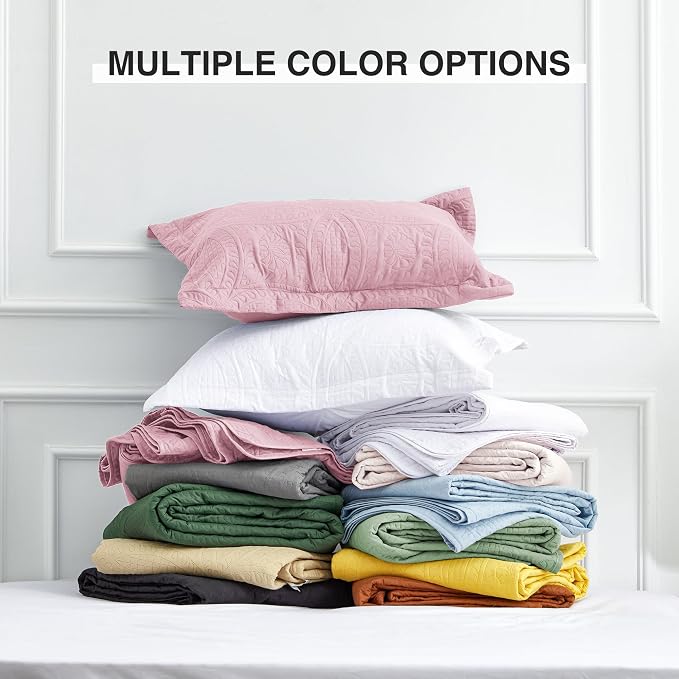 Love's cabin Quilts for Full Bed Pink Bedspreads Bedding Set - Lightweight Bedspread Comforter - Coin Pattern Bedding Coverlet for All Season - 3 Pieces (1 Quilt, 2 Pillow Shams)