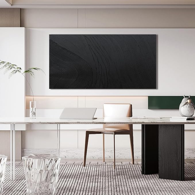 Black Wall Art Decor Canvas Art Wall Decor Black Silence Wall Art Painting Decorations Artwork Wall Art Prints Modern Textured Wall Art for Living Room 20"X40" for Room Bedroom Office Decor