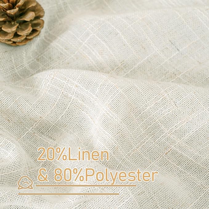 Short Sheer Linen Curtains 30 inches Long for Half Windows 2 Panels | Cream, Light Filtering, Curtains for Bathroom, Kitchen, Cafe, Neutral Boho Drapes, Bronze Grommet, 2 Panels, 34 x 30 Inch