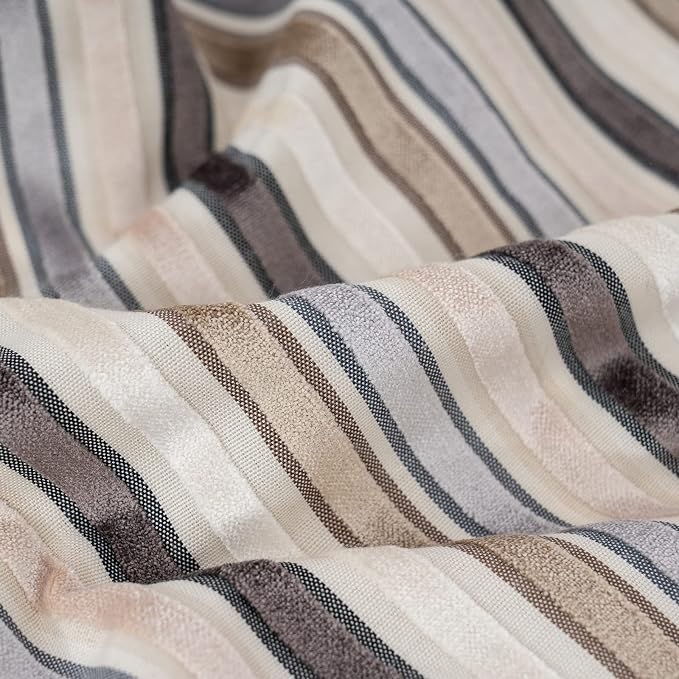 Yangest Beige Striped Throw Pillow Cover Multicolor Velvet Cushion Cover Zippered Rectangular Pillowcase for Sofa Couch Bedroom Living Room Home Decoration, 12x20 Inch