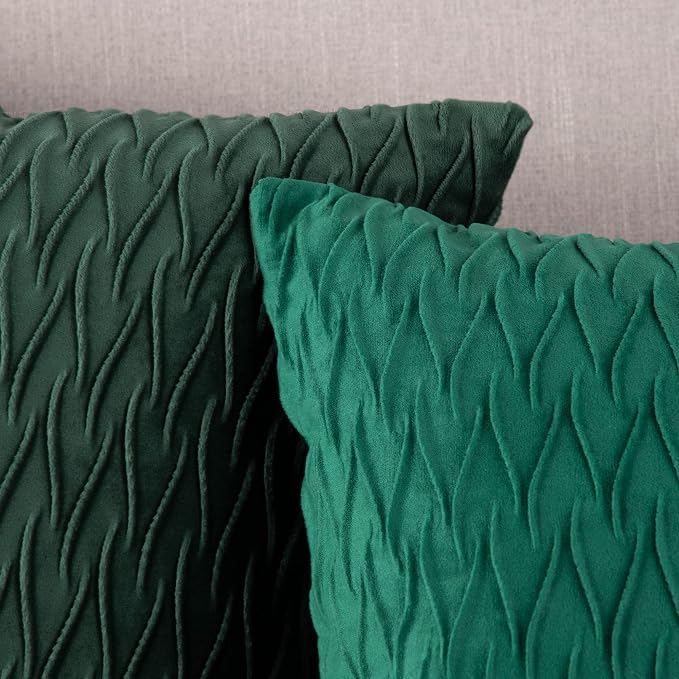 MADIZZ Set of 2 Super Soft Velvet Decorative Throw Pillow Covers 26x26 inch Army Green Square with Texture Luxury Style Cushion Case European Pillow Shell for Sofa Bedroom
