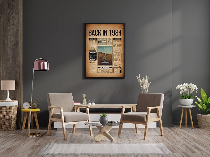 Back in 1984 Poster Sign, Personalized Birthday Gifts Idea, Custom 1984 Historical Birthday Newspaper, Born in 1984 Birthday Party Decorations, Fun Fact for the Day You Were Born, Decor Art Print