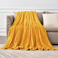 BEDELITE Ribbed Mustard Yellow Fleece Throw Blanket for Couch, 50x70 Inch | Soft Warm Decorative Fluffy Blanket, Cozy Plush Lightweight Fuzzy Throw Blanket for Bed Sofa Home Room Decor, Gift for Women