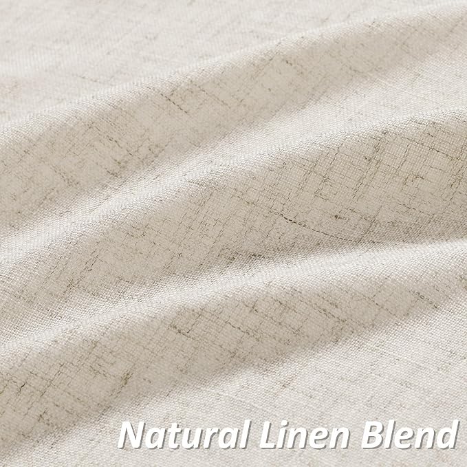 Warm Beige Linen Curtains 84 Inches Long 2 Panel Set Rod Pocket Semi Sheer Dining Room Cozy Bedroom Decor Cotton Look Country Rustic Farmhouse Boho Curtains 52x84