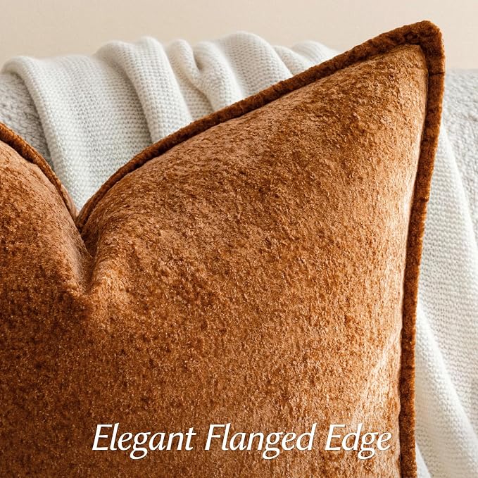 a moment Throw Pillow Covers 26X26 Inch 4 Packs,Soft Velvet Decorative Pillow Cases with 3D Ice Flower,Texture Modern Accent Cushion Covers for Sofa Couch Home Decor Maple Dusk