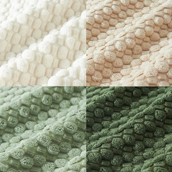 Kevin Textile Spring Throw Pillow Covers Pack of 4 Spring Super Soft Boho Corduroy Decorative Pillow Covers Cases Solid Color Plush Texture Throw Pillows for Sofa Couch Chair 18x18 Inch, Green
