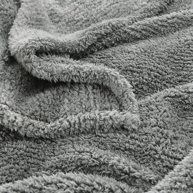 HORIMOTE HOME Ultra Soft Cozy Sherpa Throw Blanket, Grey Pattern Reversible, Light Weight Warm Decorative Boho Style Throw Blanket Cover for Sofa, Couch, Bedroom,Travel, Outdoor,60”x80”