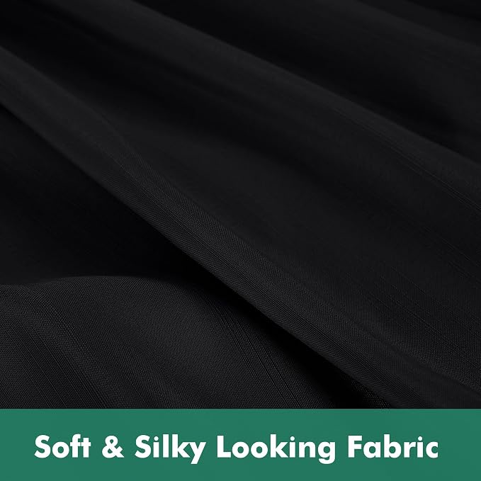 Wrap Around Full Size Bed Skirt Split Corners 18" Drop-Elastic Dust Ruffle | Black Adjustable Pleated Bedskirt-Easy Fit Wrinkle Resistant Washable Bed Skirting-Hotels Apartment Guest Bedroom Bed Posts