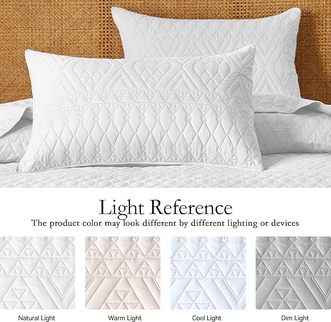 akkialla Twin Size Quilt Bedding Set,White Lightweight Microfiber Soft Bedspreads,Modern Style Geoetric Pattern Coverlet Set for All Seasons,2 Piece(1 Quilt,1Pillow Sham)