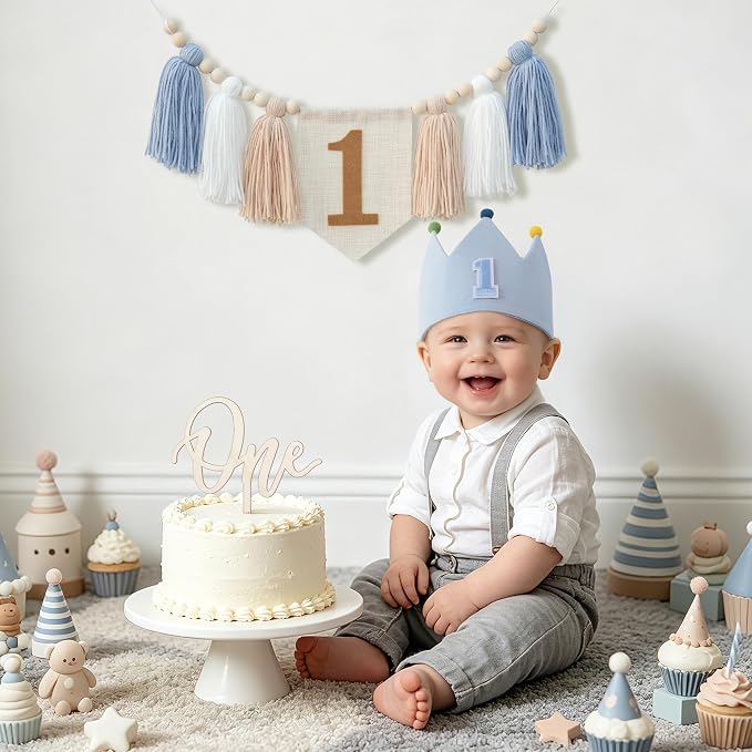 1st Birthday Decorations Boy First High Chair Banner 1 Year Old Birthday