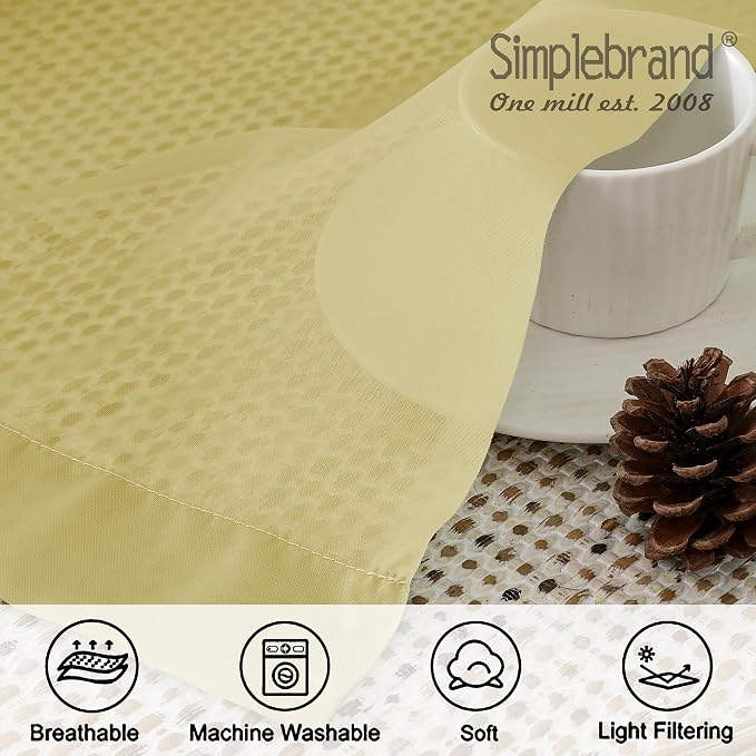Simplebrand Yellow Short Sheer Kitchen Cafe Curtains 36 x 42 Inch, 2 Panels - Tier Curtains Rod Pocket Drapes for Bathroom, Small Windows