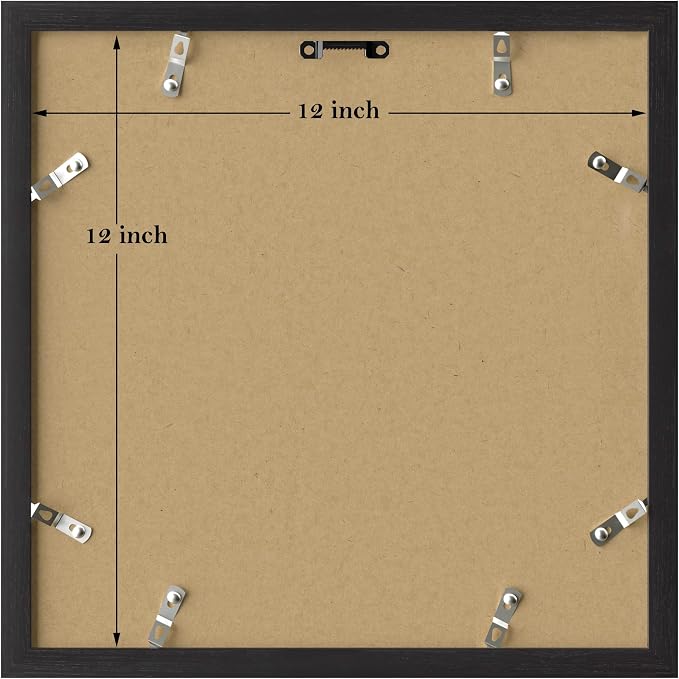 eletecpro Picture Frames Set of 9, 12x12 in, Acrylic Cover, Black | Display Multi Sizes with Mat or 12x12 without, Square Gallery Collage, Wall Mount, Minimalist Home