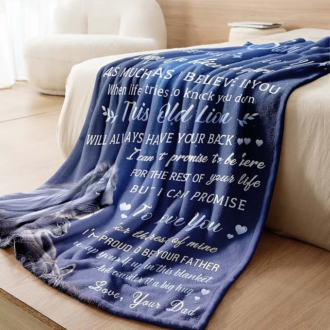 Gifts for Son, Son Gifts from Dad, Son Birthday Fathers Day Graduation Valentines, Soft Throw Blanket 60"x50"