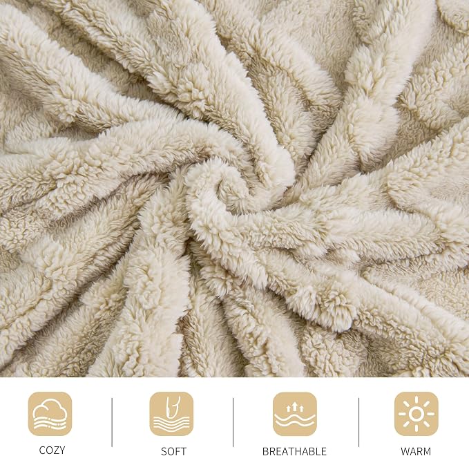 Aganear Khaki Twin Blanket - Lightweight Blanket Super Soft, Fluffy, Warm, Decorative Present for All Seasons, 3D Stylish Design, Portable Throw Blankets for Couch, Sofa, Bed, Car(60"×80", Khaki)