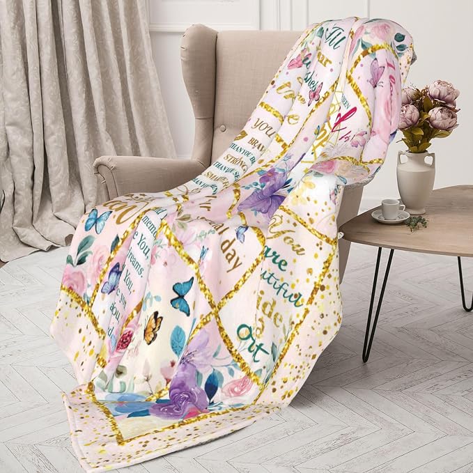 Birthday Gifts for Women - 80x60 Inch Unique Throw Blanket for Her, Best Friend Birthday Gifts for Women, Thoughtful Gifts for Woman Birthdays Unique Ideas (Mom, Wife, Sister, Grandma)