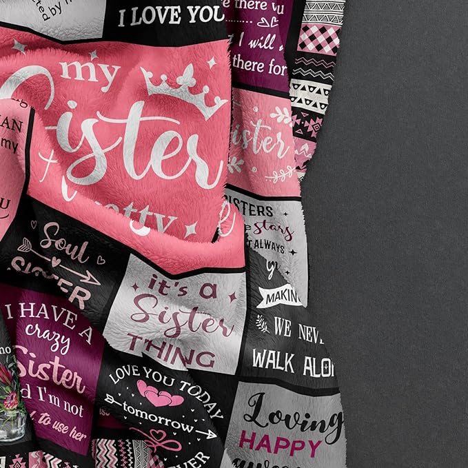 Ruvinzo Sister Gifts, Sisters Birthday Gifts from Sisters, Bestie Gift for Women, Best Friend Birthday Present for Women, Big Sister Gift from Little Sis Blanket 50” x 40”, Soul Sis Presents for Girls