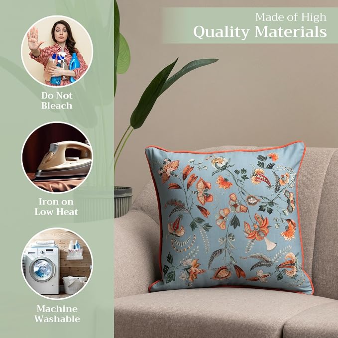 Maison d' Hermine Throw Pillow Covers 100% Cotton (18" x 18" - Pack of 1)