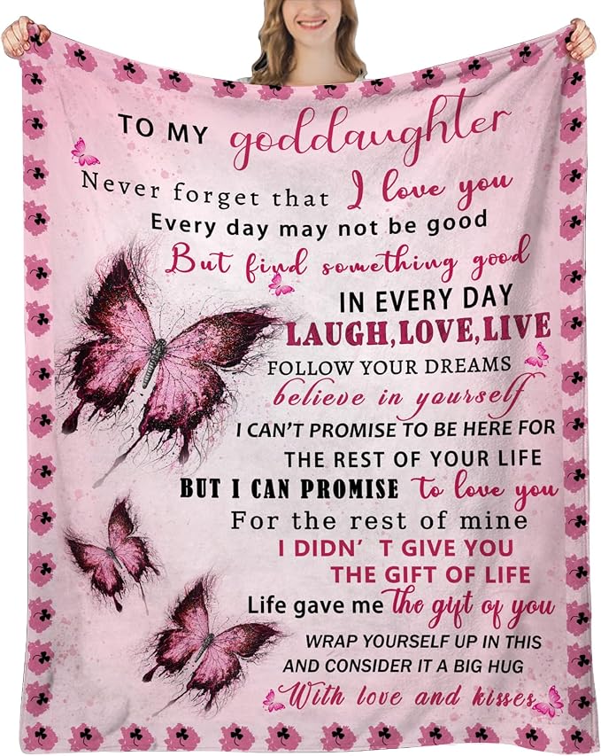 Goddaughter Gifts for Christmas, Goddaughter Blanket, 80"x60", God Daughter Gifts for Birthday, Graduation, Christmas