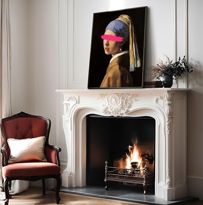 Poster Master Girl with a Pearl Earring Painting Print - Baroque Portrait Poster - Altered & Pop Art - Gift for Men & Women - Decor for Bedroom, Living Room or Office - 24x32 Unframed Wall Art