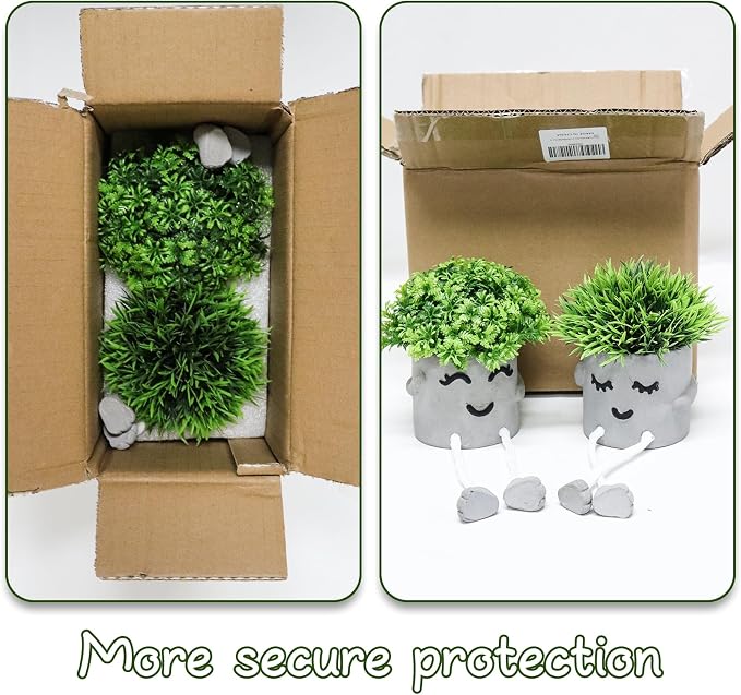 MAKHOT Set of 2 Artificial Succulent Plants in Pots, Fake Plant Faux Succulents Office Desk Decor, Mini Potted Succulents Coffee Table Decor for Women, Cute Decorations for Work Office SmallPlant