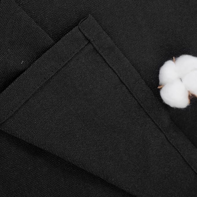 YoungsTex Black Linen Curtains 40 Inches Long for Kitchen Cafe Window | Short Semi Sheer Drapes with Rod Pocket Back Tab Gothic Decorative for Bedroom Bathroom, 2 Panels, 42 X 40 Inch