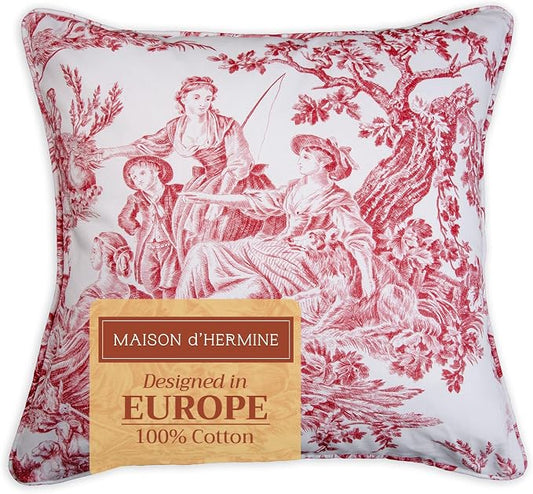 Maison d' Hermine Throw Pillow Covers 100% Cotton (20" x 20" - Pack of 1)