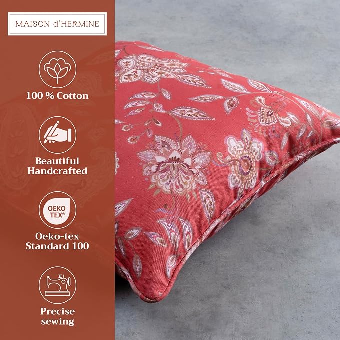 Maison d' Hermine Throw Pillow Covers 100% Cotton (20" x 20" - Pack of 1)