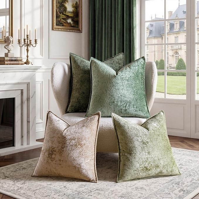 a moment Throw Pillow Covers 24X24 Inch 4 Packs,Soft Velvet Decorative Pillow Cases with 3D Ice Flower,Texture Modern Accent Cushion Covers for Sofa Couch Home Decor Quiet Oasis