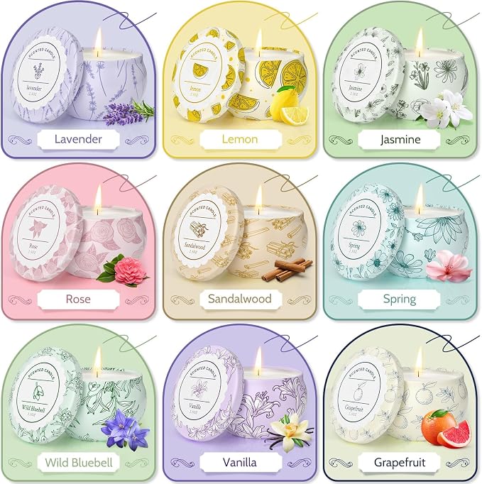 WarmEmbrace Scented Candles, Candle Set of 9