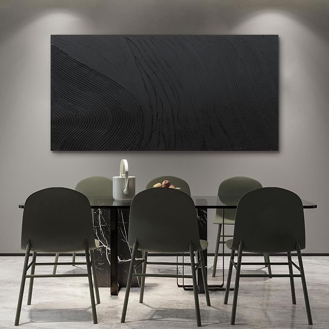 Canvas Wall Art Decor Modern Textured Wall Art Decor Canvas Art Wall Decor Black Silence Wall Painting Decorations Artwork Wall Art Prints for Room Living Room Bedroom Office Decor 24"X48"