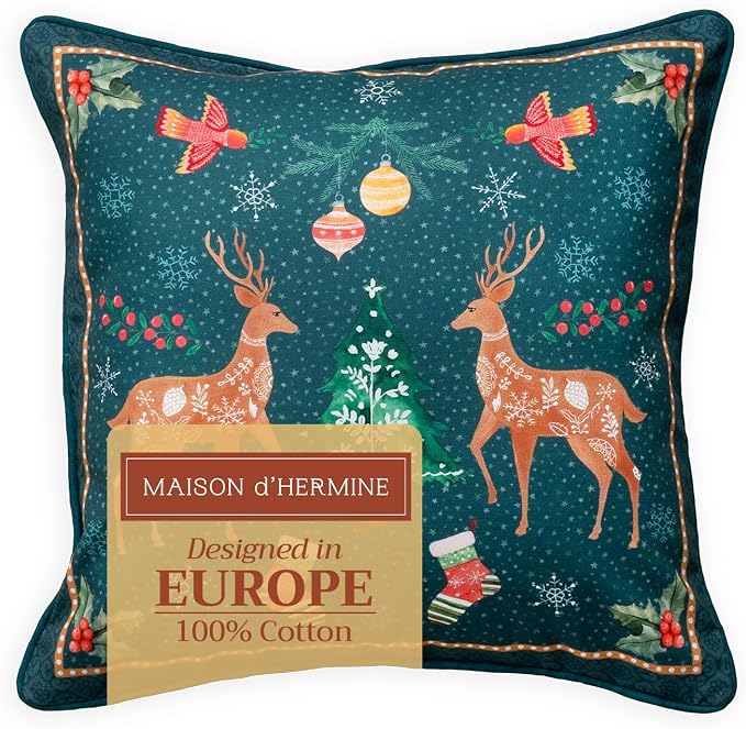 Maison d' Hermine Throw Pillow Covers 100% Cotton (20" x 20" - Pack of 1)