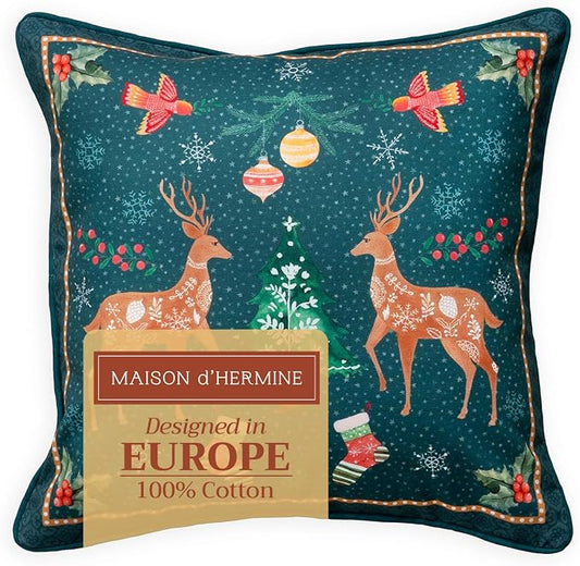 Maison d' Hermine Throw Pillow Covers 100% Cotton (20" x 20" - Pack of 1)