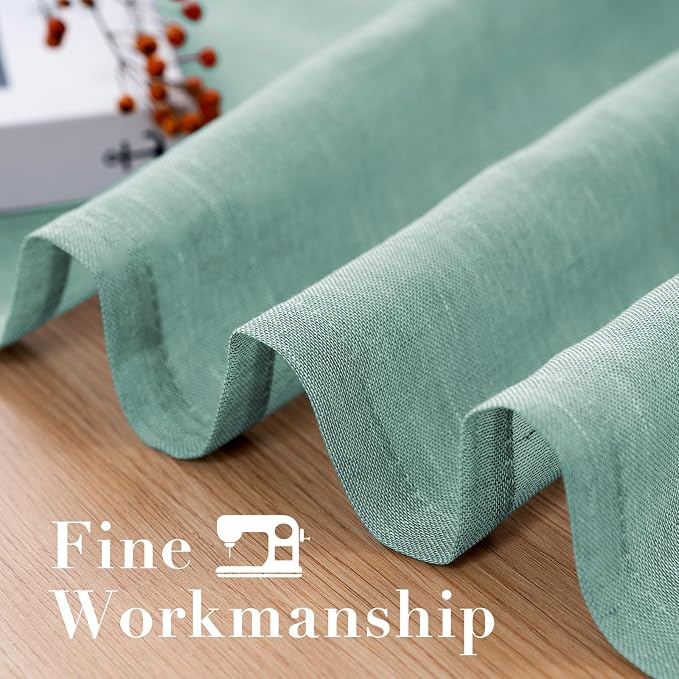 H.VERSAILTEX Linen Curtains Nickel Grommet Natural Linen Semi-Sheer Curtains 2 Panels Privacy Added Premium Soft Rich Material Drapes for Bedroom/Livingroom - 52x63 - Inch - Sea Mist