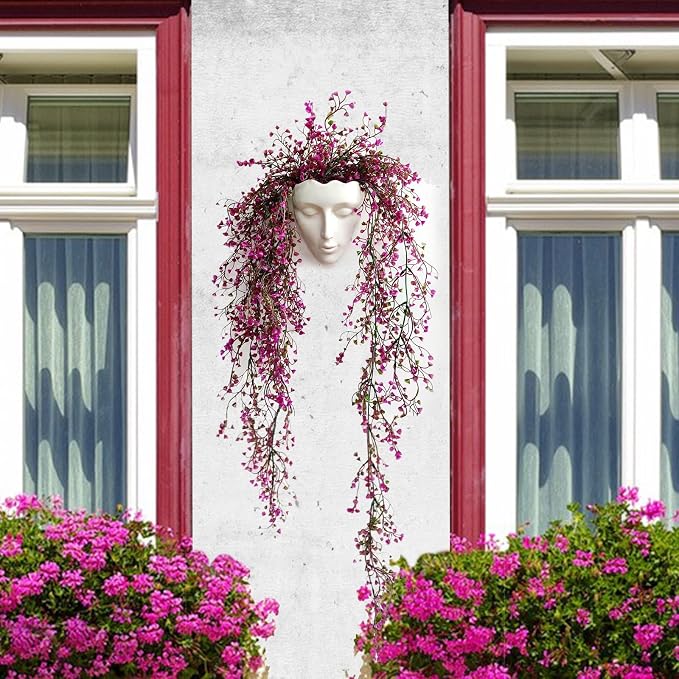Ceramic White Face Vase, Drainage Hole, Modern Design, Suitable for Home, Office, Outdoor Decor